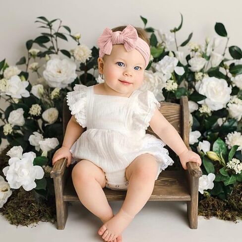 Jesries 16 PCS Baby Headbands and Bows Soft Nylon Hairbands Girls Hair Accessories for Newborn Infant Toddler Kids Handmade in Saudi Arabia