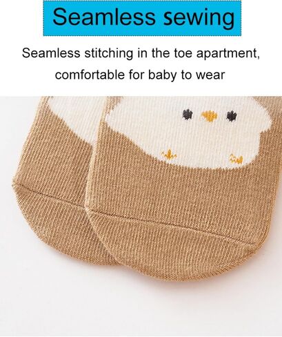 Baby Non-Skid Sock Non Slip Toddler Sock with Grips Anti-Slip Crew Sock for Infant Toddler Boy Girl 6 Pairs in Kuwait