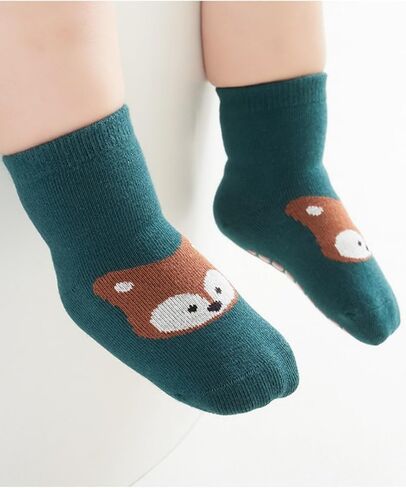 Baby Non-Skid Sock Non Slip Toddler Sock with Grips Anti-Slip Crew Sock for Infant Toddler Boy Girl 6 Pairs in Kuwait