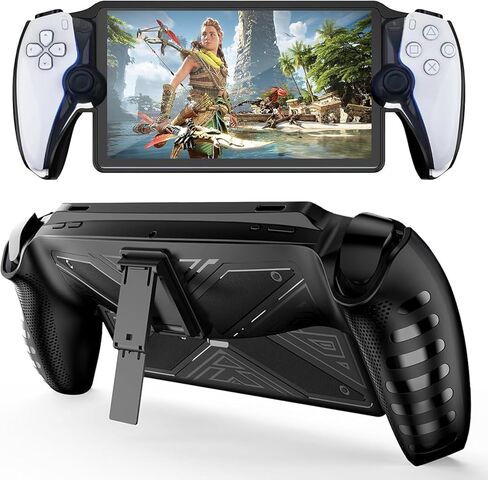 Protective Case for Playstation Portal Remote Player, TPU Soft Protective Skin Cover Case with Kickstand for PS5 Portal, Shockproof Anti-Scratch - Black in Kuwait