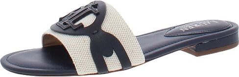 Lauren Ralph Lauren Alegra Natural/Black Two-Tone Canvas/Burnished Calf 10 B (M) in Saudi Arabia