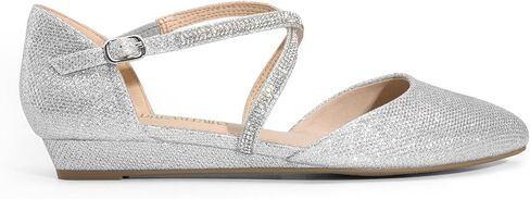 DREAM PAIRS Pointed Toe Low Wedge Heeled Ankle Strap Flats Shoes for women Dressy Comfortable, Casual Slip-on Dress Shoes for Business Office and Work in Kuwait