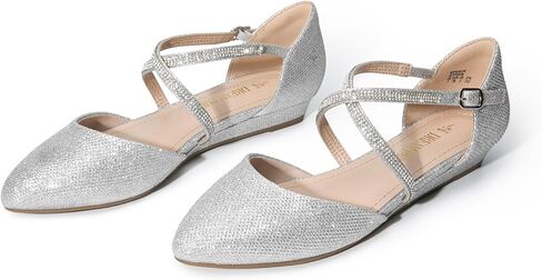 DREAM PAIRS Pointed Toe Low Wedge Heeled Ankle Strap Flats Shoes for women Dressy Comfortable, Casual Slip-on Dress Shoes for Business Office and Work in Kuwait