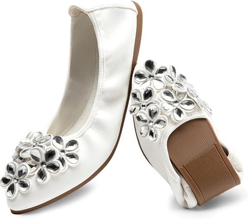 DREAM PAIRS Ballet Flats Shoes for Women, Women's Pointed Toe Rhinestone Sparkly Foldable Flats, Comfortable Shoes for Women Dressy Wedding Party Work Drive in Saudi Arabia