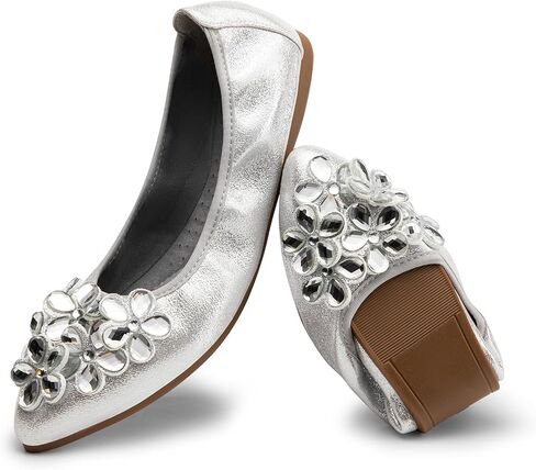 DREAM PAIRS Ballet Flats Shoes for Women, Women's Pointed Toe Rhinestone Sparkly Foldable Flats, Comfortable Shoes for Women Dressy Wedding Party Work Drive in Saudi Arabia