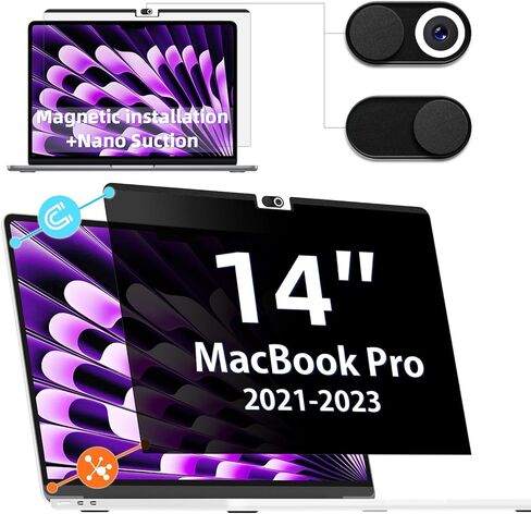 شاشة خصوصية MacBook Pro 14 بوصة (2021-2023، M1، M2، M3-A2918 A2992 A2442 A2779)، واقي شاشة للخصوصية 14 بوصة مغناطيسي قابل للإزالة ومضاد للوهج الأزرق ومضاد للضوء الأزرق متوافق مع Mac Pro 14.2 بوصة in Kuwait