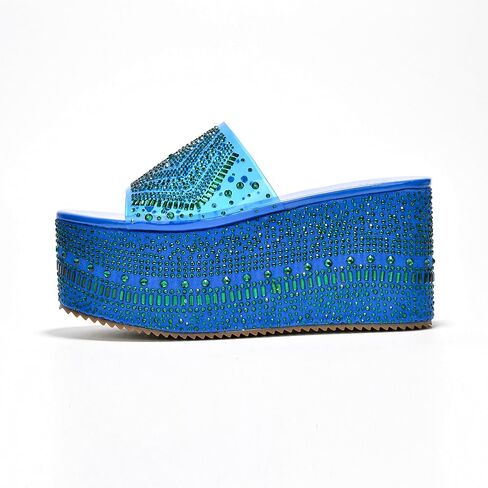 Cape Robbin Platform Sandals Women Rhinestone Platform Sandals For Women - Elegant Platform Wedge Sandals - Stylish Women's Platform Sandal Wedge Heels Ramis in Saudi Arabia