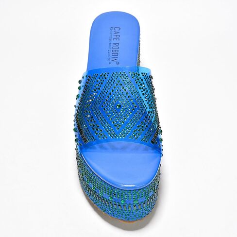 Cape Robbin Platform Sandals Women Rhinestone Platform Sandals For Women - Elegant Platform Wedge Sandals - Stylish Women's Platform Sandal Wedge Heels Ramis in Saudi Arabia