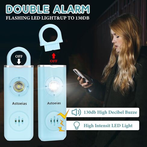 Rechargeable Personal Safety Alarm for Women，Extra Large Strobe LED Light Personal and 130dB Siren，Personal Emergency Security Safe Devices Key Chain Alarms for Women Kids Elderly (Biue) in Saudi Arabia