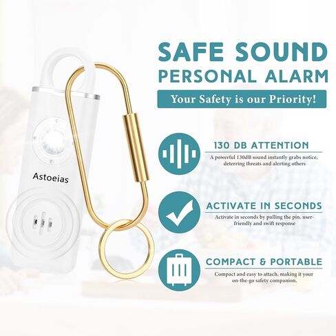 Rechargeable Personal Safety Alarm for Women，Extra Large Strobe LED Light Personal and 130dB Siren，Personal Emergency Security Safe Devices Key Chain Alarms for Women Kids Elderly (Biue) in Saudi Arabia