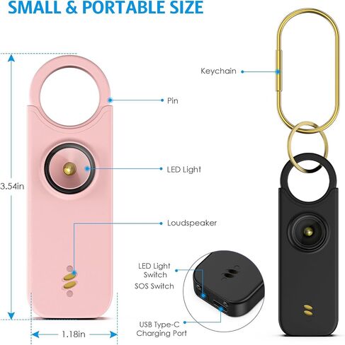AMIR Personal Safety Alarm for Women - Travel Safety Keychains Siren Whistle - Loud Alarm - LED Strobe Light - Personal Emergency Security Safe Devices Key Chain Alarm for Kids Elderly - 2 Pack in Saudi Arabia