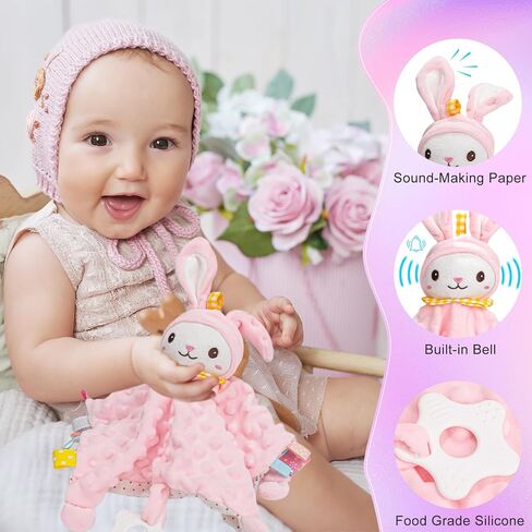 Baby Girl Gifts, Baby Gifts for Girls,Unique Baby Girl Essential Stuff,Swaddle Blanket Bodysuit Knitted Rattle Gifts for Baby Girls in Saudi Arabia