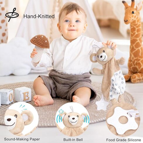 Baby Girl Gifts, Baby Gifts for Girls,Unique Baby Girl Essential Stuff,Swaddle Blanket Bodysuit Knitted Rattle Gifts for Baby Girls in Saudi Arabia