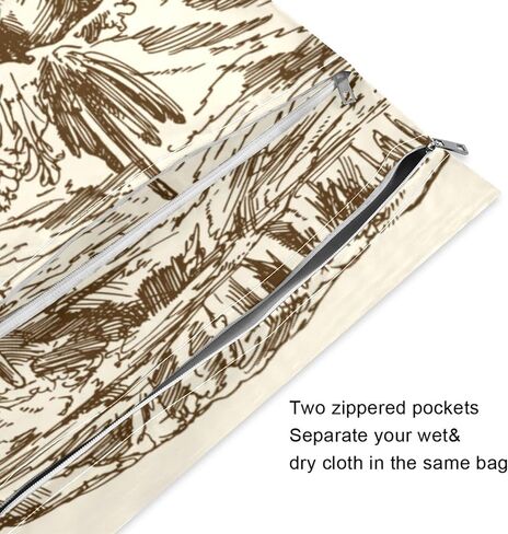 Kigai 2pcs Flamingo Wet Dry Bags,Waterproof Reusable Cloth Diaper Wet Dry Bags for Travel,Diapers,Dirty Gym Clothes and Toiletries in Saudi Arabia