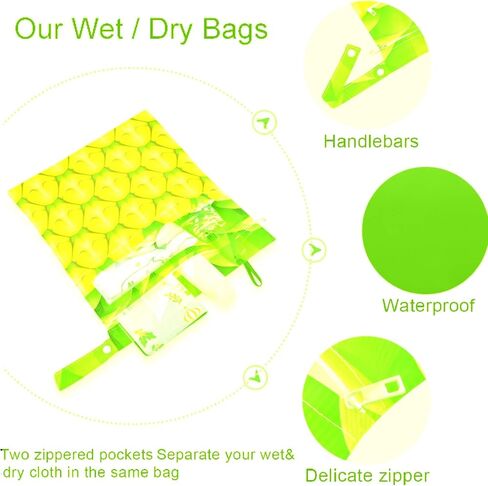 visesunny American Flag Sunflower 2Pcs Wet Bag with Zippered Pockets Washable Reusable Roomy for Travel,Beach,Pool,Daycare,Stroller,Diapers,Dirty Gym Clothes, Wet Swimsuits, Toiletries in Saudi Arabia
