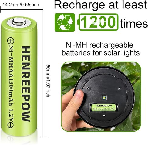 Henreepow Ni-MH AA Rechargeable Batteries, Double A High Capacity 1.2V Pre-Charged for Garden Landscaping Outdoor Solar Lights, String Lights, Pathway Lights (AA-600mAh-12pack) in Kuwait