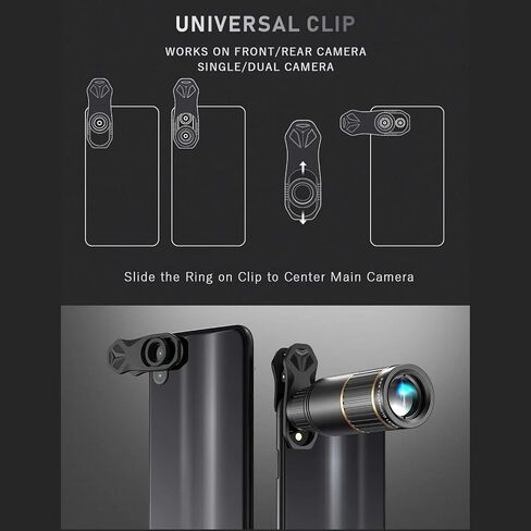 Andoer 4-in-1 Phone Lens Kit External Phone Camera Lens Set with 22X Telephoto Lens 205° Fisheye Lens 4K 0.67X Wide Angle Lens 25X Macro Lens Clip Phone Mini Tripod Replacement for iPhone 15/14/13/12 in Saudi Arabia
