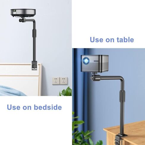 حامل جهاز عرض مكتب بجانب السرير على شكل C-Clamp حامل جهاز عرض معدني قابل للتعديل حامل جهاز عرض للسرير/الطاولة مناسب لـ XGIMI Xiaomi Mother Dangbei سعة التحميل تقريبًا. 5 كجم أسود in Kuwait