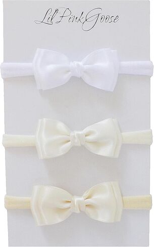 مجموعة عصابات رأس زهرة فتاة المولود الجديد أوليفيا ربطة شعر من النايلون للأطفال الصغار والرضع (أبيض، كريمي، عاجي، مقاس واحد) in Kuwait