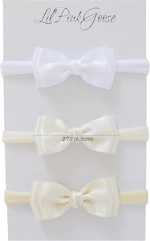 مجموعة عصابات رأس زهرة فتاة المولود الجديد أوليفيا ربطة شعر من النايلون للأطفال الصغار والرضع (أبيض، كريمي، عاجي، مقاس واحد) in Kuwait