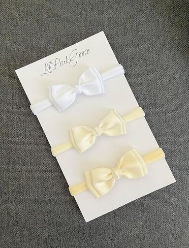 مجموعة عصابات رأس زهرة فتاة المولود الجديد أوليفيا ربطة شعر من النايلون للأطفال الصغار والرضع (أبيض، كريمي، عاجي، مقاس واحد) in Kuwait