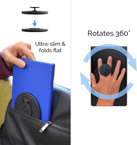 G-Hold® - حامل كمبيوتر لوحي مريح يعمل مع أي جهاز لوحي، حافظة كمبيوتر لوحي، قارئ إلكتروني، iPad - عالمي، مريح، دوار، يمكن طيه بشكل مسطح وقابل للتعديل (أسود) in Saudi Arabia