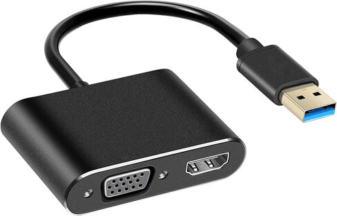 avedio يربط USB بمحول HDMI VGA، ومحول USB 3.0 إلى HDMI محول 1 في 2 خارج يدعم مخرج HDMI VGA Sync 1080p متوافق مع شاشة Windows 7/8/8.1/10 محول محول الفيديو in Kuwait