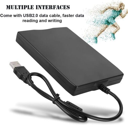 محرك الأقراص المرنة USB FDD الخارجي سعة 1.44 ميجابايت لأجهزة الكمبيوتر المحمول والكمبيوتر المحمول ومحرك الأقراص المرنة | قرص مرن خارجي USB أسود مع مسند للقدمين مقاوم للصدمات in Saudi Arabia