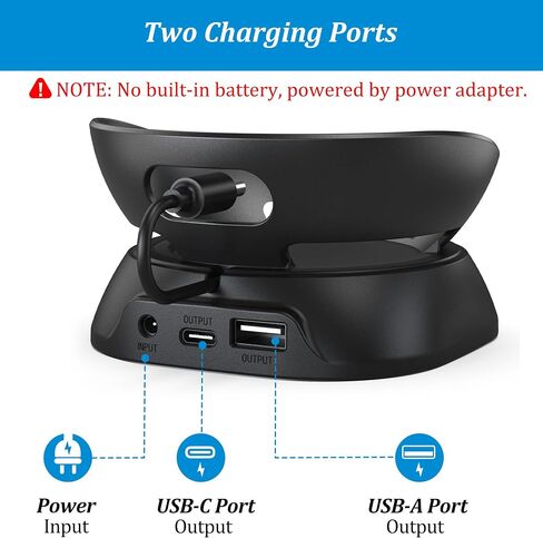 حامل شحن PlusAcc للجيل الخامس/الرابع من Dot مع منافذ شحن USB-C وUSB-A، قاعدة حامل طاولة لشحن الهواتف المحمولة وسماعات الأذن، قاعدة غير قابلة للانزلاق (أسود) in Saudi Arabia