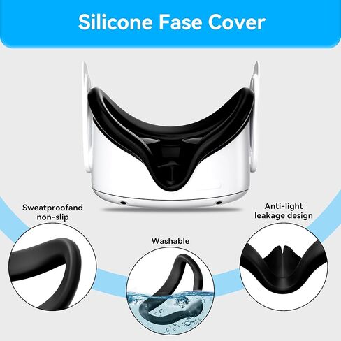 متوافق مع ملحقات Oculus Quest 2، غطاء وجه من السيليكون، غطاء VR Shell، غطاء مقبض وحدة التحكم باللمس Quest 2، غطاء العدسة الواقي، غطاء العين القابل للتصرف، قطعة قماش لمسح المرآة للاستعمال مرة واحدة in Kuwait