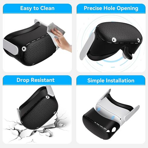 متوافق مع ملحقات Oculus Quest 2، غطاء وجه من السيليكون، غطاء VR Shell، غطاء مقبض وحدة التحكم باللمس Quest 2، غطاء العدسة الواقي، غطاء العين القابل للتصرف، قطعة قماش لمسح المرآة للاستعمال مرة واحدة in Kuwait