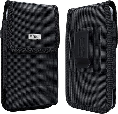PiTau Holster for Galaxy S23 S22 S21 S20 S10 S9 S8 A10e A01 Note 10 Cell Phone Belt Holder Case with Belt Clip Loop Nylon Carrying Pouch Cover (Fits Samsung Models with Protective Case on) Black in Saudi Arabia