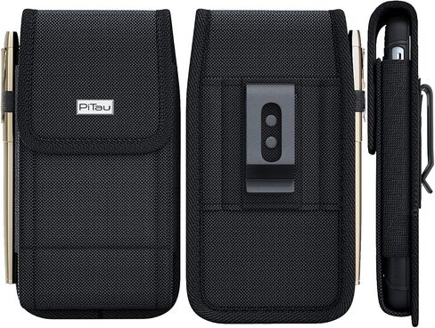 PiTau Holster for Galaxy S23 S22 S21 S20 S10 S9 S8 A10e A01 Note 10 Cell Phone Belt Holder Case with Belt Clip Loop Nylon Carrying Pouch Cover (Fits Samsung Models with Protective Case on) Black in Saudi Arabia