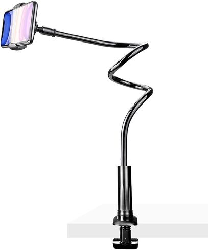 TONDA Cell Phone Holder Clip Bed Stand with Flexible Long Arm Gooseneck Bracket Grip Mount Clamp for Desk, Compatible with iPhone 15 14 Pro Max XR X 8 7 6 or Other 4-7" Devices in Kuwait