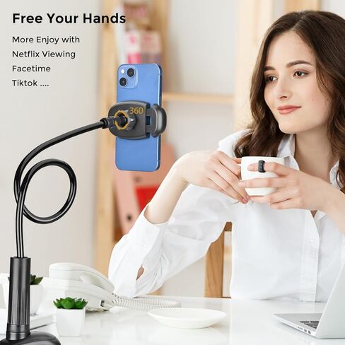 TONDA Cell Phone Holder Clip Bed Stand with Flexible Long Arm Gooseneck Bracket Grip Mount Clamp for Desk, Compatible with iPhone 15 14 Pro Max XR X 8 7 6 or Other 4-7" Devices in Kuwait