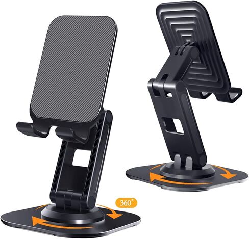 2PCS Cell Phone Stand, 360 Degrees Rotation Multi-Angel Adjustable Fully Foldable Compatible with iPhone 15 14 13 Pro Max Android Smartphones(Black&Black) in Saudi Arabia