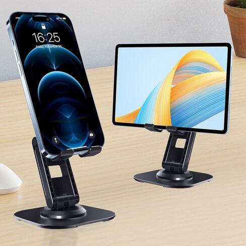 2PCS Cell Phone Stand, 360 Degrees Rotation Multi-Angel Adjustable Fully Foldable Compatible with iPhone 15 14 13 Pro Max Android Smartphones(Black&Black) in Saudi Arabia