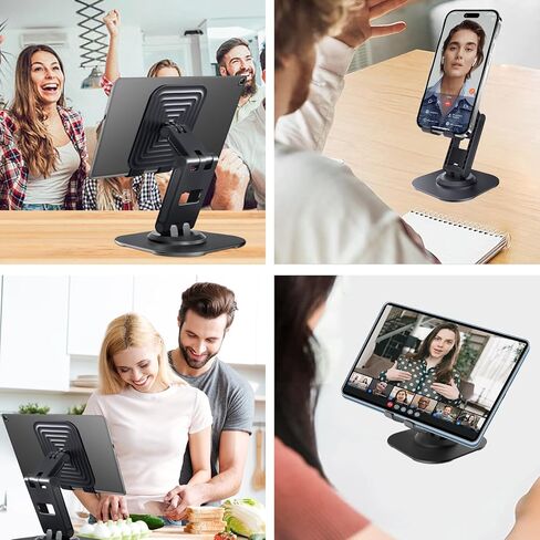 2PCS Cell Phone Stand, 360 Degrees Rotation Multi-Angel Adjustable Fully Foldable Compatible with iPhone 15 14 13 Pro Max Android Smartphones(Black&Black) in Saudi Arabia