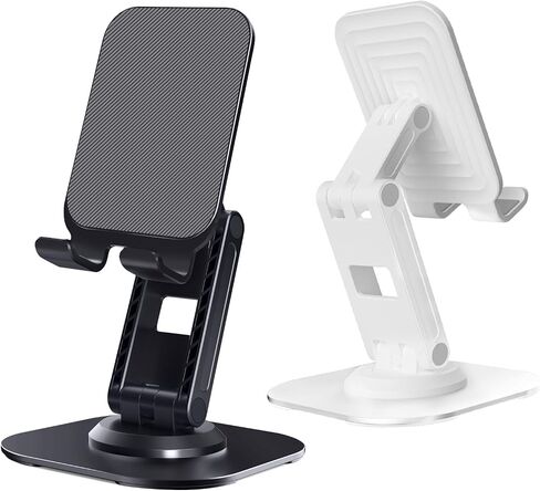 2PCS Cell Phone Stand, 360 Degrees Rotation Multi-Angel Adjustable Fully Foldable Compatible with iPhone 15 14 13 Pro Max Android Smartphones(Black&Black) in Saudi Arabia