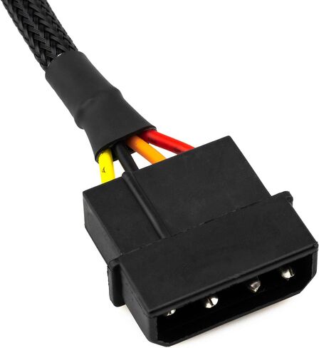 CRJ 4-Pin Molex to 15-Pin SATA Power Adapter Cable - 12-inch (30cm), Black Sleeved - Power SATA Hard Drives, SSDs from a 4-Pin Peripheral Molex Power Supply Connector in Saudi Arabia