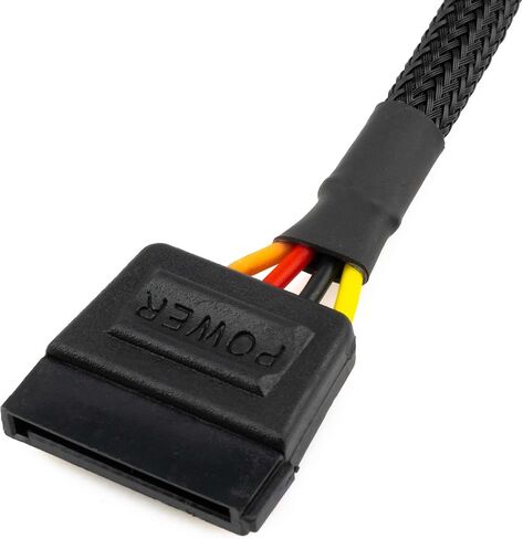 CRJ 4-Pin Molex to 15-Pin SATA Power Adapter Cable - 12-inch (30cm), Black Sleeved - Power SATA Hard Drives, SSDs from a 4-Pin Peripheral Molex Power Supply Connector in Saudi Arabia
