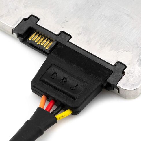 CRJ 4-Pin Molex to 15-Pin SATA Power Adapter Cable - 12-inch (30cm), Black Sleeved - Power SATA Hard Drives, SSDs from a 4-Pin Peripheral Molex Power Supply Connector in Saudi Arabia
