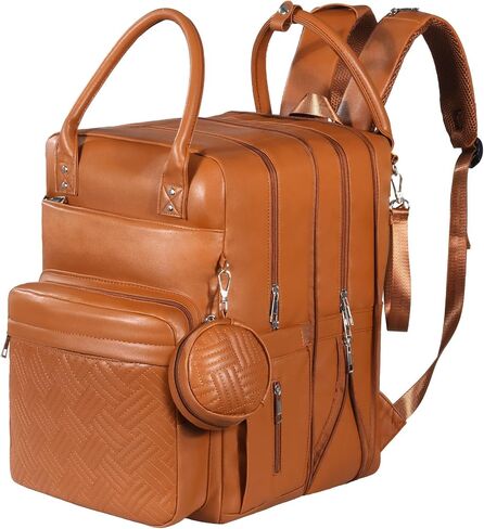 HOMBYS PU Leather Baby Diaper Backpack for 2 Kids Large Capacity 30-42L Big Twin Diaper Bag, Waterproof Unsex Travel Baby Bag Backpack for Mom Dad, Perfect Baby Shower Gifts, Brown in Saudi Arabia