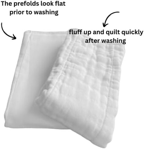 حفاضات قماشية قابلة للطي مسبقًا، من القطن العضوي، 4 × 6 × 4 طبقات، جودة DSQ، قابلة للغسل وإعادة الاستخدام (10-36 رطلاً)، حواف بيضاء - 12 قطعة in Kuwait