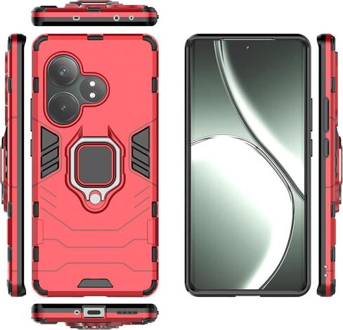 Case for Realme GT 6 / Realme GT Neo 6 Case Kickstand with Tempered Glass Screen Protector [2 pcs], Hybrid Heavy Duty Armor Dual Layer Anti-Scratch Phone Case Cover, Black in Saudi Arabia