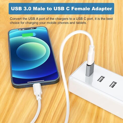 AreMe USB C Adapter (6 Pack), USB A Male to USB C Male, USB 3.0 Male to USB C Female, USB Type-C Male to USB 3.0 Female Converter Connector (Black) in Saudi Arabia
