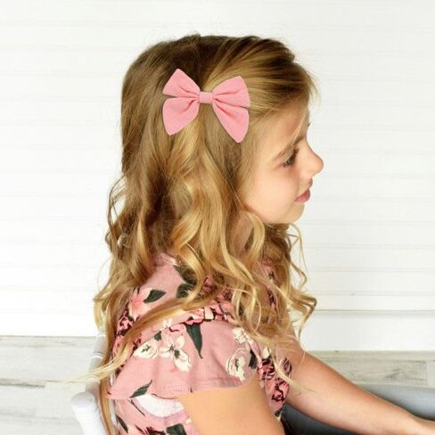 30pcs Baby Girls Hair Bows Cotton Linen Alligator Hair Clips 3 inch Fable Girls Toddlers Kids Handmade Pigtail Hair Accessories, 15 Colors in Pair in Saudi Arabia