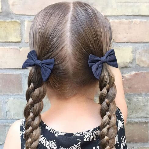 30pcs Baby Girls Hair Bows Cotton Linen Alligator Hair Clips 3 inch Fable Girls Toddlers Kids Handmade Pigtail Hair Accessories, 15 Colors in Pair in Saudi Arabia