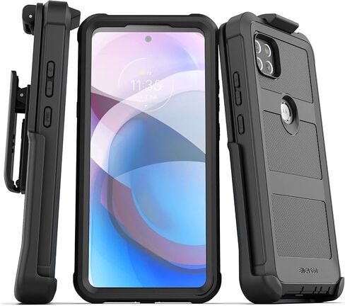 Encased Belt Case for Motorola One 5G ACE Case with Screen Protector and Holster Clip - Heavy Duty Protection for Moto One 5G UW Ace (Black) in Kuwait