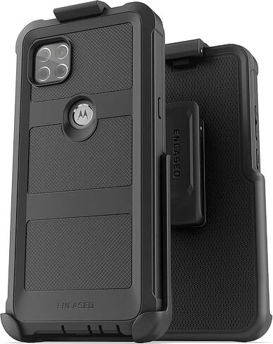 Encased Belt Case for Motorola One 5G ACE Case with Screen Protector and Holster Clip - Heavy Duty Protection for Moto One 5G UW Ace (Black) in Kuwait